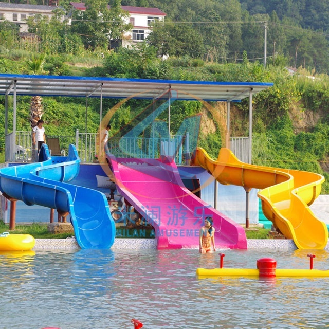 Low Height Commercial Fiberglass Playground Slide Kids Outdoor Water Play