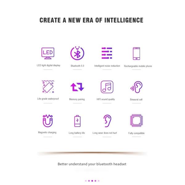  				Tws Bluetooth Earpieces with Wireless Charging LED Digital Display Earphones Mini in Ear Earbuds Headphone with Mic 	        