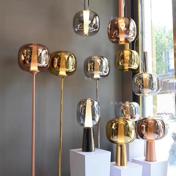 lampara rose golden shinny golden chrome sliver decorative glass pendant light for restaurant