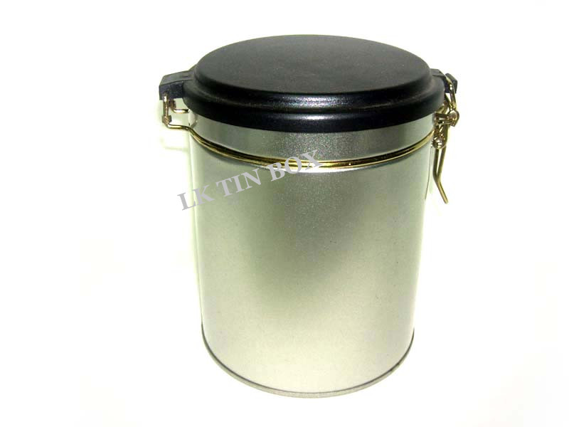 Silver Round Loose Custom Tea Tins Box , Food Grade Metal Tea Canisters Plastic Lid