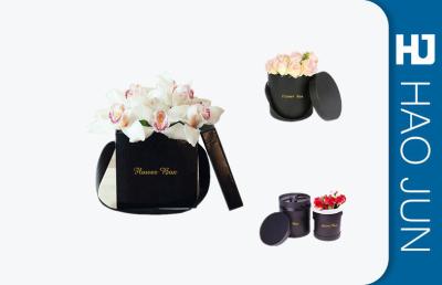 Black Flower Packing Boxes , Small Cardboard Boxes With Handles / Lids