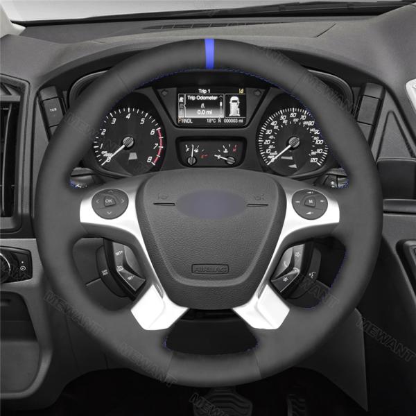 Hand Stitching Full Black Suede Custom Steering Wheel Cover for Ford Transit Connect Tourneo Custom Grand Tourneo Connect