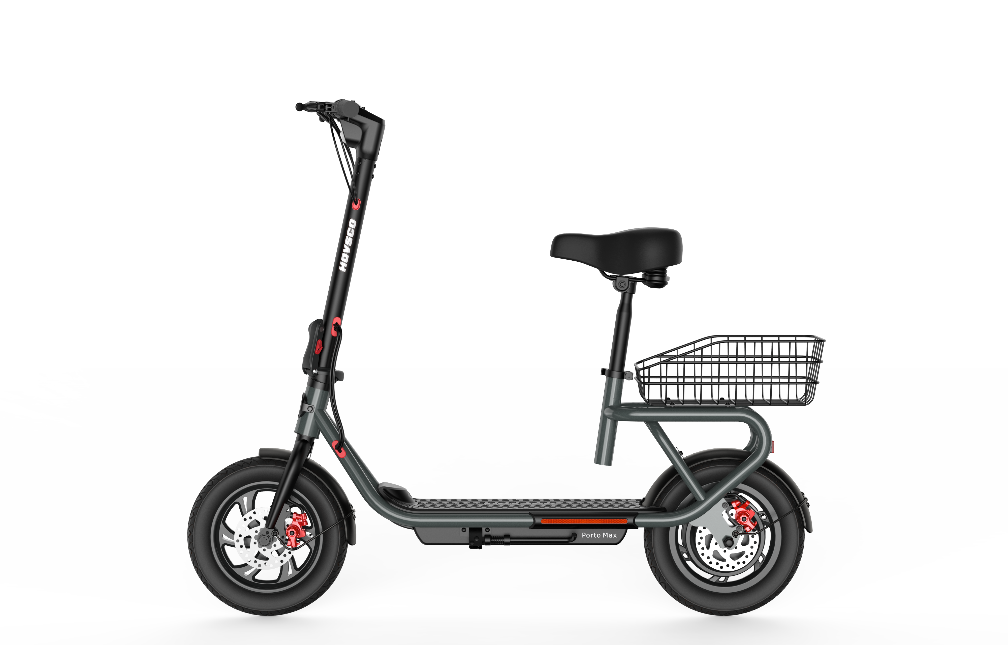 12-inch Foldable Electric Scooter with Front & Rear Dual Suspension, Rear Seat & Cargo Basket for Commuting & Shopping