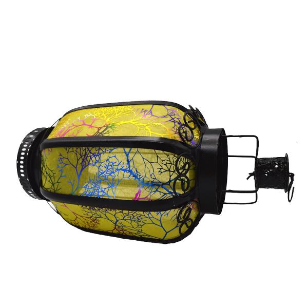 Yellow Chinese Product Lantern 26cm Length Dia. 13cm Metal Iron Ideal for Festivals