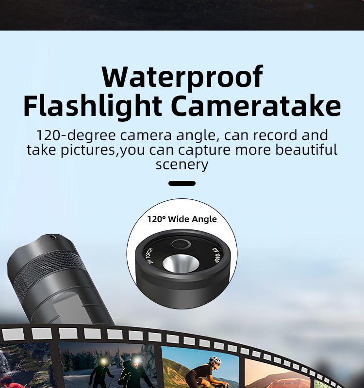 Helmet Recorder Cameras, Outdoor Waterproof Flashlight Recorder, Motorcycle Bike Riding 1080P HD Video Sports Camera for Camping