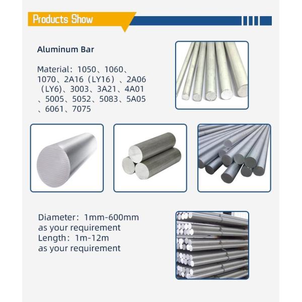 Прессованная алюминиевая твердая штанга 5mm 9.5mm 10mm 12mm 15mm 20mm
