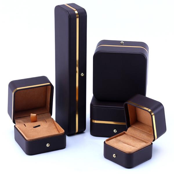 Boîte d'emballage de bijoux en cuir en relief pour bracelet, collier, montre et bague