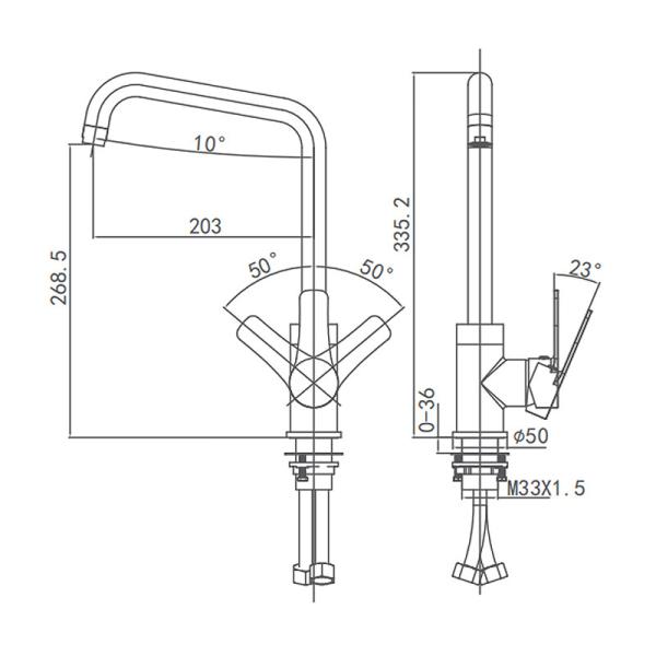 латунь Chrome холодной воды Faucet смесителя кухни 203mm горячая отполировала