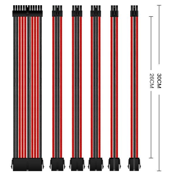 Power Supply Cable Extension Psu extension  Braided Sleeved 30cm computer power cord Set