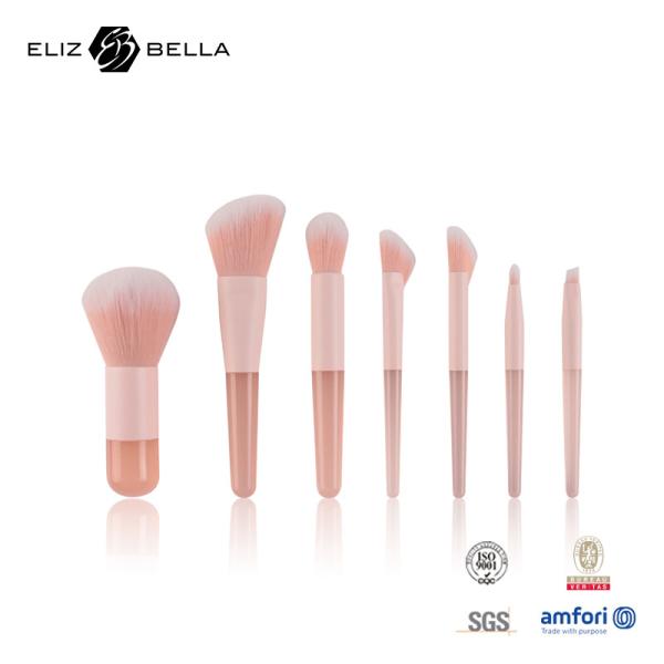 o presente sintético da escova da composição do cabelo do punho 7pcs plástico claro ajustou o grupo de escova cosmético