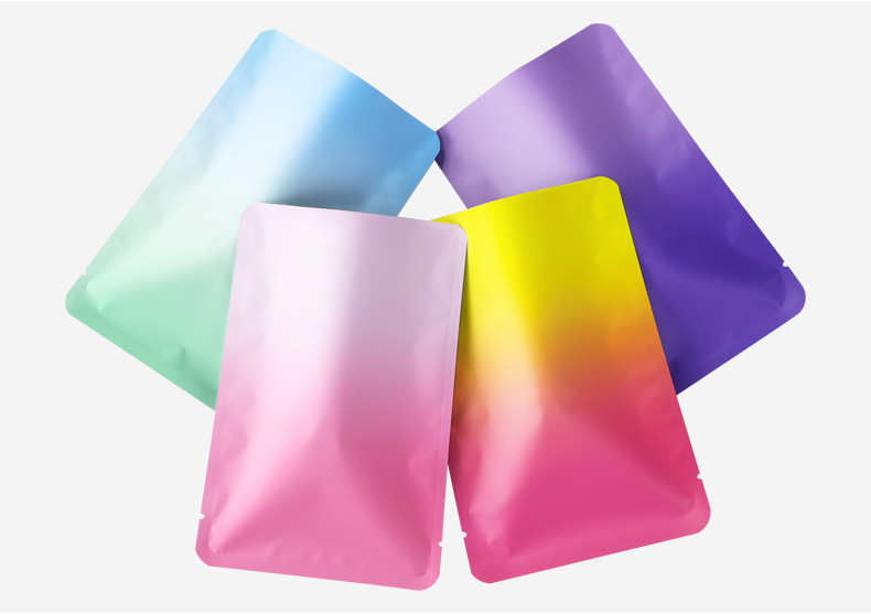 Small Matte Blind Pouch Die-Cut Open Top Aluminum Foil Mystery Bags Vibrant Gradient Packaging for Cosmetics, Toys & Lucky Draws