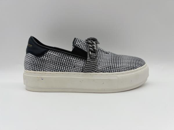 Comfortable Platform Womens Leisure Shoes Soft Mix Textile Fabric Black / White