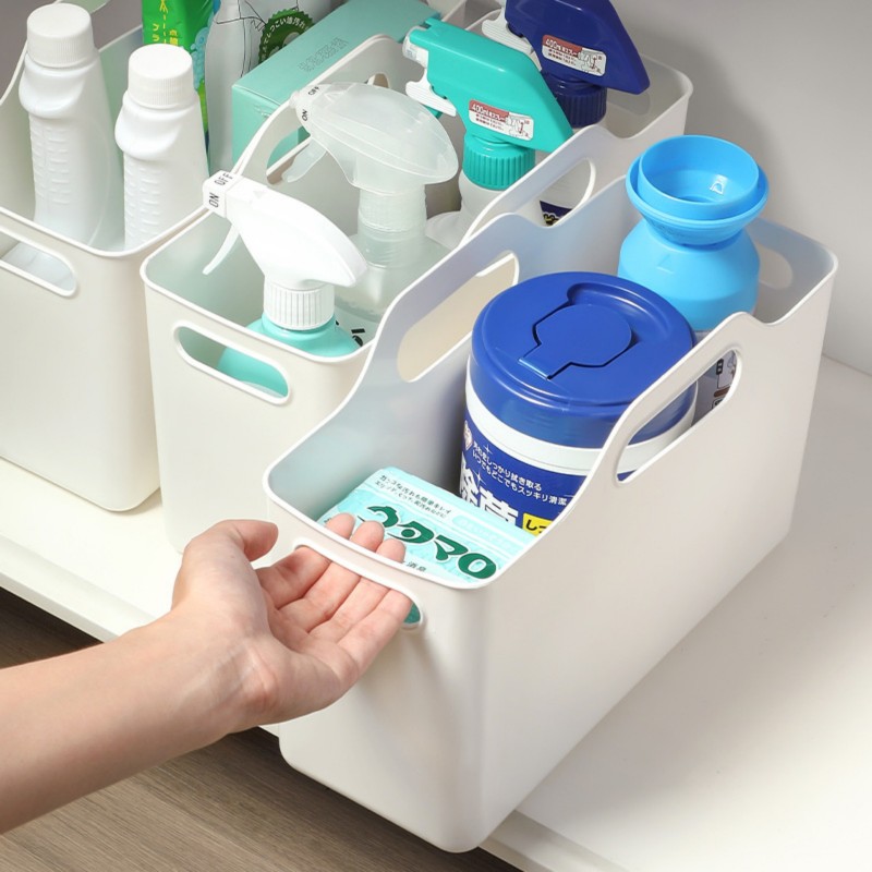 Plastic Handle Storage Box Kitchen Cabinet Clutter Organizer Bathroom Supplies Storage Basket PE Soft Storage Basket