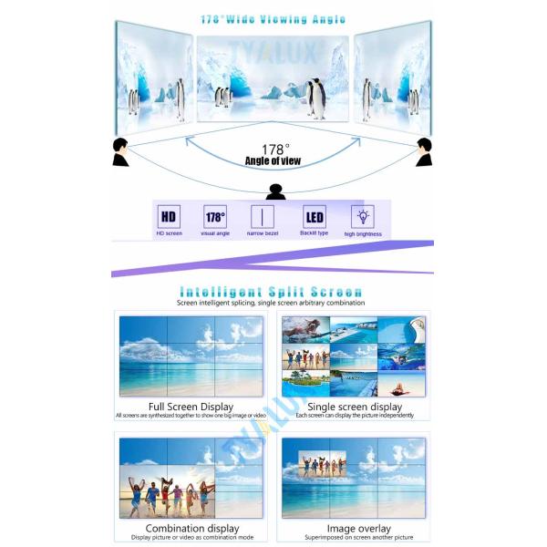 Стена Лкд 55 дюймов безшовная, стена видео шатона узкой части 2кс2 0.8мм ультра