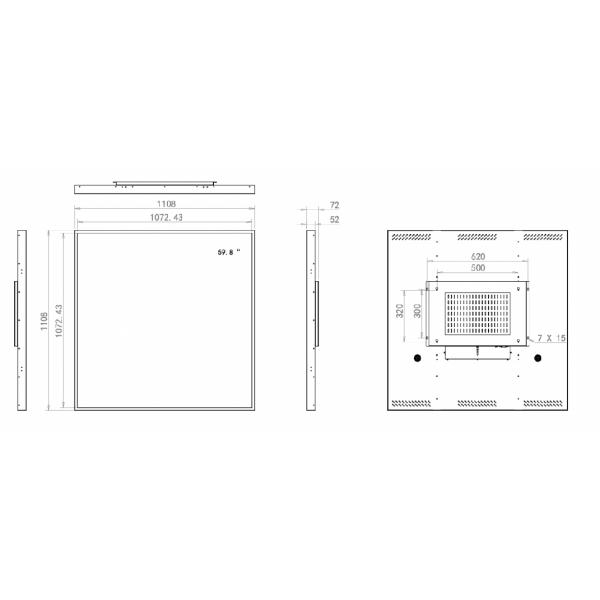 59.8 дюймовый квадратный ЖК-дисплей розничная цифровая вывеска с Android Solution и 18 мм Bezel