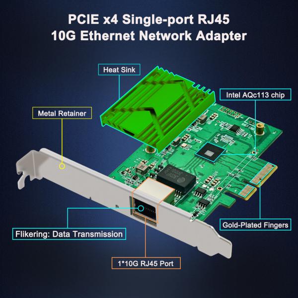 PCIe x4 Single-port RJ45 10G Ethernet Network Adapter
