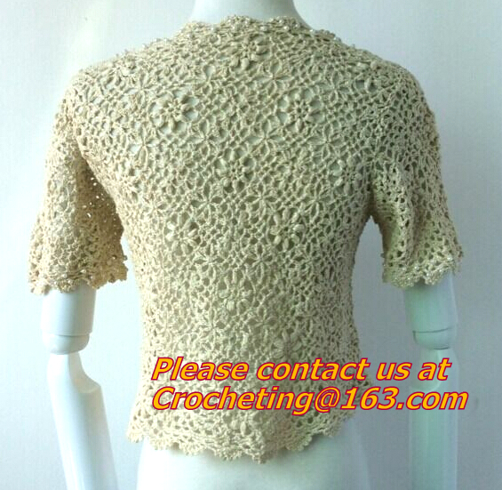 Blouse Vintage Sleeve, White Black Crochet Casual Shirts Tops, tops, crocheted garment