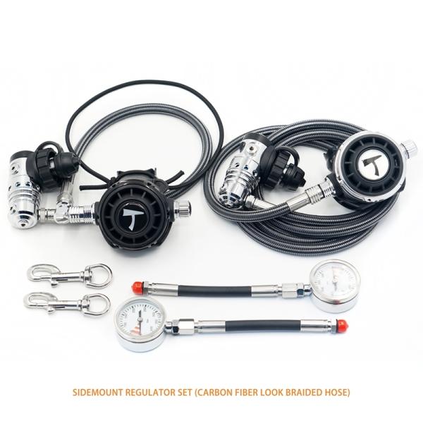Balanced Scuba Sidemount Diving Regulator Set With Metal Pressure Gauge