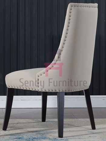 High Back Blue Velvet Tufted Upholstered Dining Chairs with Black Iron Legs