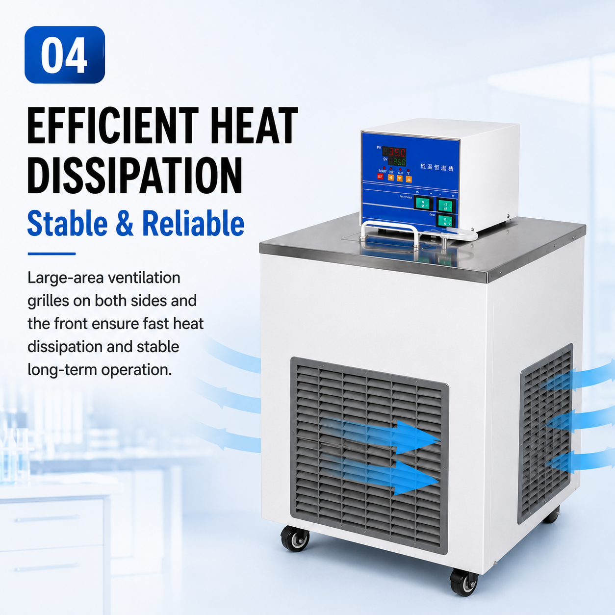 Heating Cooling Low Temp Water Bath Digital PID -5 to 99.9℃ Overheat Alarm for University Research Petroleum Chemical Equipment
