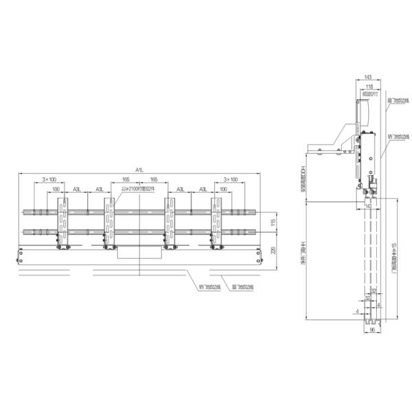 4-Leafs Center Opening Permanent Magnet Synchronous Door Operator Car Top Installation