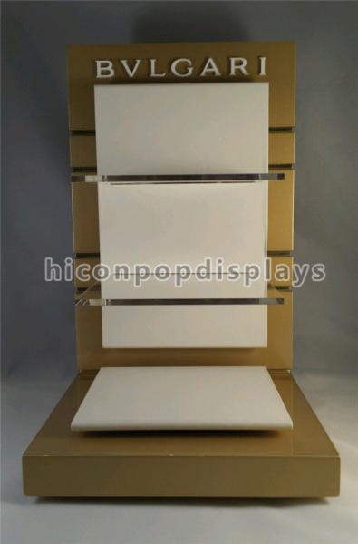 Counter Top POP Merchandise Displays 3 Layer Golden Spectacles Optical Display Stand