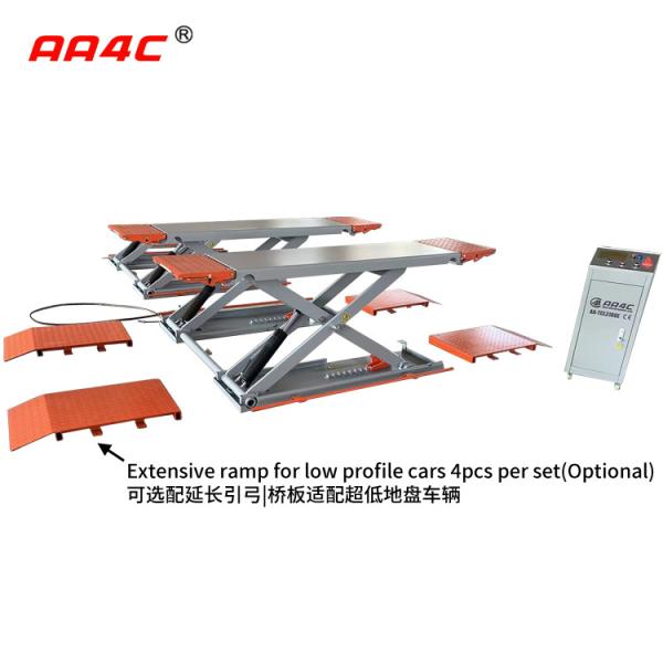 hidráulico de cuatro cilindros de la elevación de 4T el 1.2M Auto Scissor Vehicle con la rampa extensa