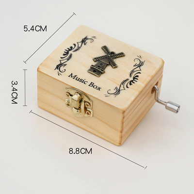 Christmas Holiday Wooden Jewelry Music Box with Silk-Screen Printing and Burned Design