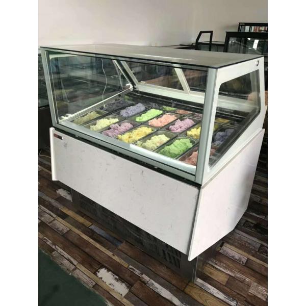CE Stainless Steel Ice Cream Showcase Freezer Air Cooling