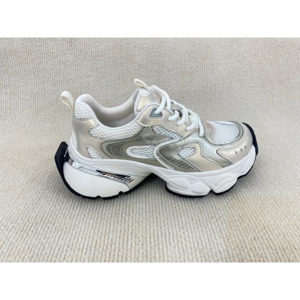 PU Outsole Women Gold Sneakers UK 2.5 - UK 7.5 Size White And Gold Sneakers