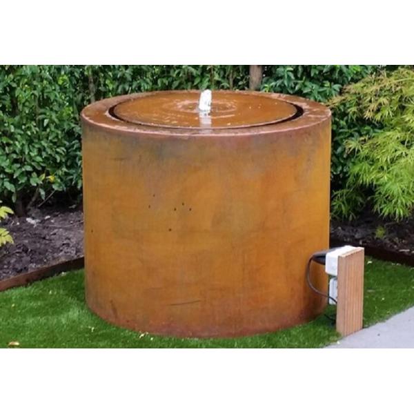 Round Water Table Corten Steel Water Fountain Outdoor Poor Decoration