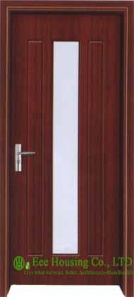 Solid Core Interior PVC Wood Doors From China Manufacturing, with clear tempered glass