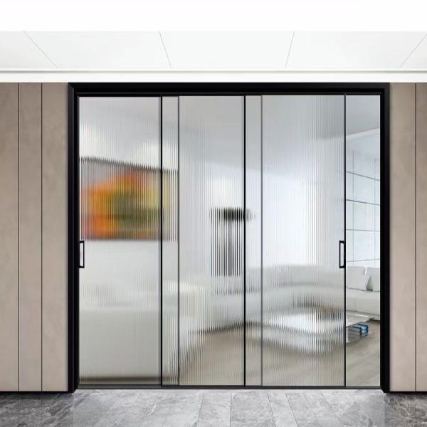 Porta deslizante de elevador de alumínio de design moderno com espessura de parede de 1,4 mm e vidro duplo