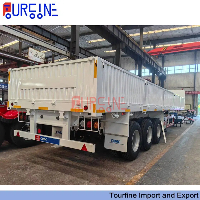 Tri Axle 60 Ton Flatbed Semi Trailer With Detachable Side Walls For Cargo Transport