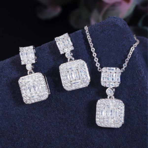 Fashion CZ Crystal Stone Wedding Jewelry Sets For Brides Necklace  Earring Necklace Set For Women CZ Jewelry Sets