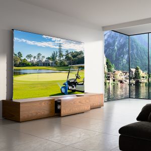 Cabinet de télévision laser télescopique en bois personnalisé Cabinet UST pour écran de projecteur à plancher