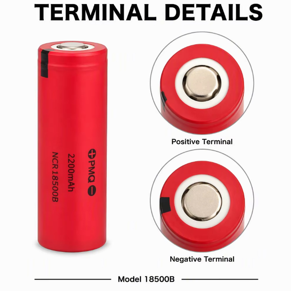 18500B 3.7V 2200mAh Lithium Polymer Pouch Battery For LED Flashlights Solar Lights