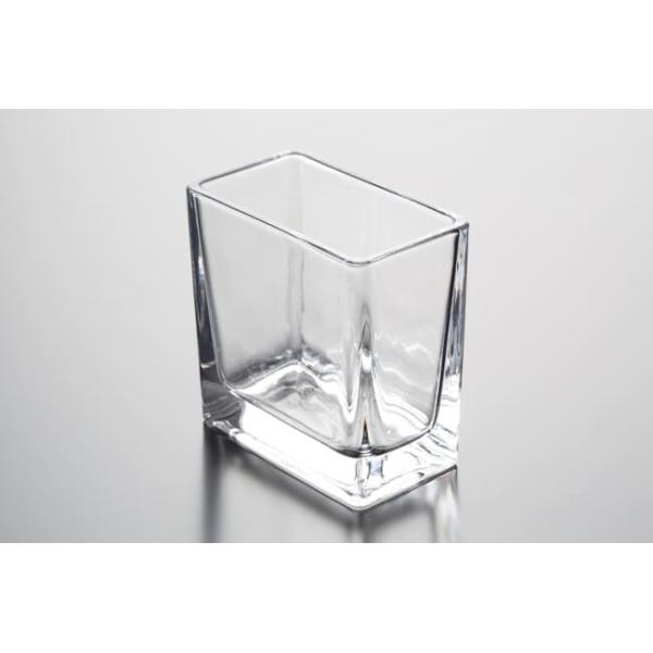 Transparent 350ml Home Decoration Glass Pressed Small Rectangle Glass Vase