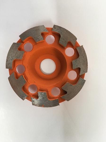 Orange 4 Inch / 6 Inch Double Row Diamond Cup Wheel For Angle Grinder T Shape 125mm 180mm