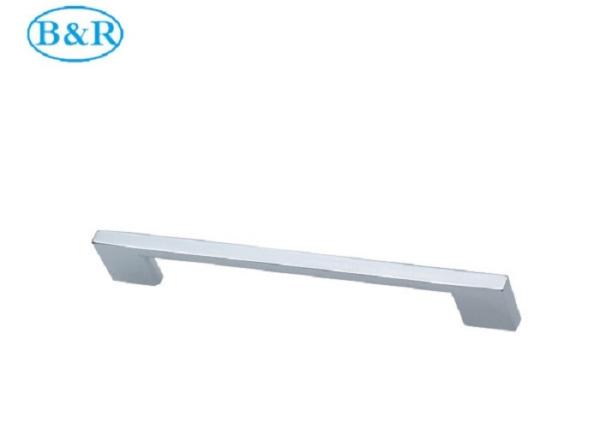 Brushed Nickel Cabinet Door Handles / Aluminum Pull Handles 192 Mm Hole Space