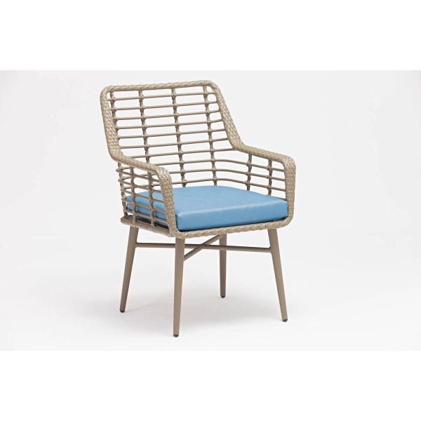 Silla de rotín de jardín con marco recubierto en polvo para muebles exteriores resistentes al agua y al sol