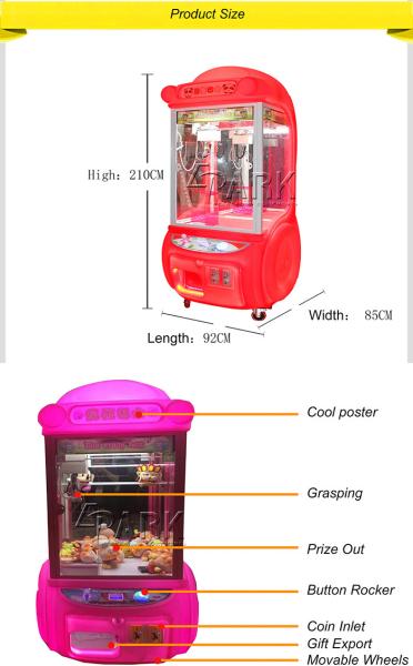 1 Player Crane Arcade Game Machine for Supermarket / Toy Claw Machine