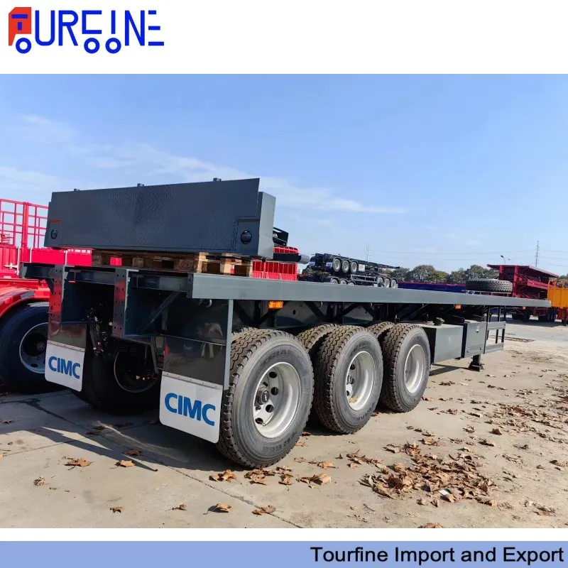 Commercial Tri Axle 40FT Flatbed Semi Trailer For Container And Cargo Transportation