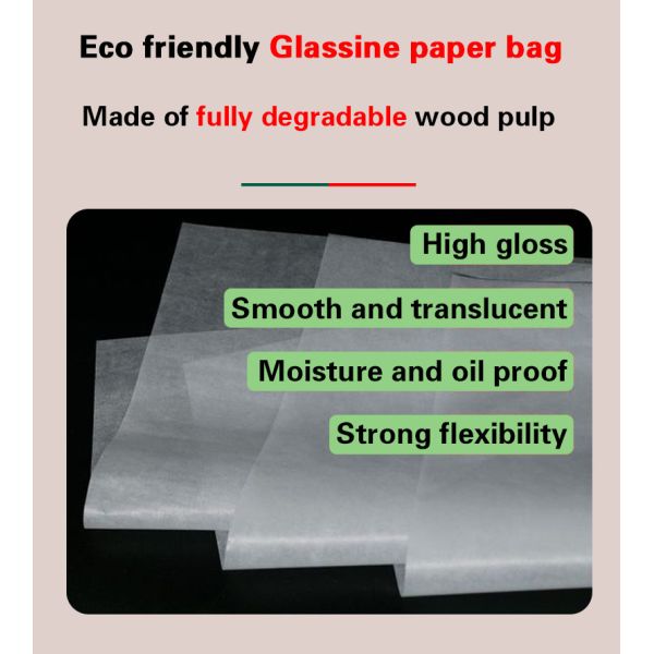 Custom Thin Light Environmental Friendly Glassine Paper Bags with Self Adhesive Stripe