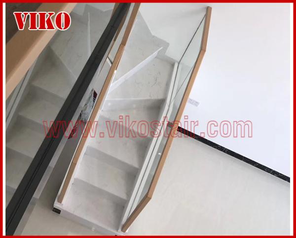 Double Steel Plate Staircase VK17S ,Railing tempered glass, Handrail b eech Stringer,carbon s