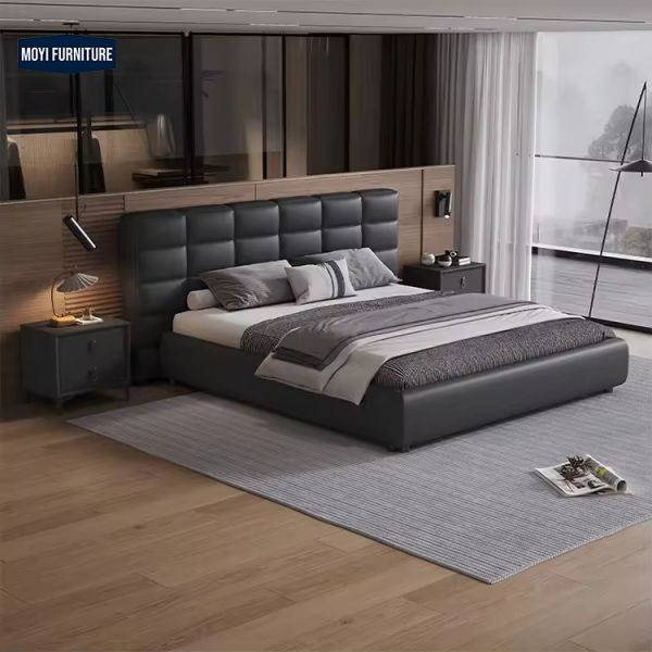 High density and high resilience foam modern design queen bed bedroom furniture king size upholstered platform double beds