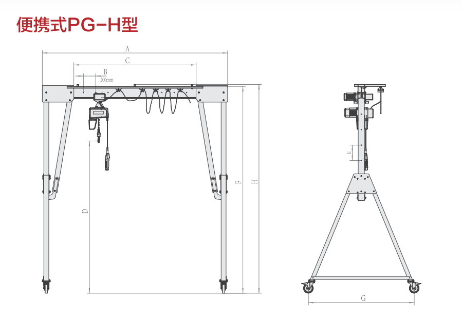 250 kg Rated Loading Capacity Adjustable Aluminum Mobile Gantry Crane for Heavy Duty Tasks