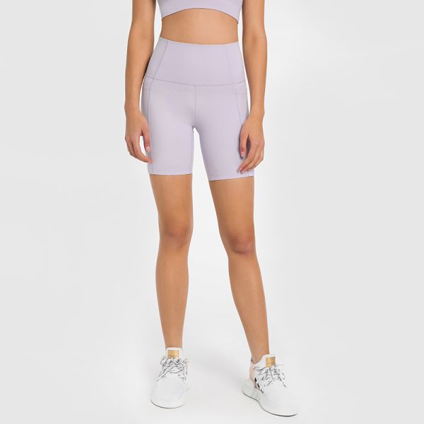 High Waisted Yoga Biker Shorts Stretch Fabric Moisture Wicking Quick Dry 5 Inch