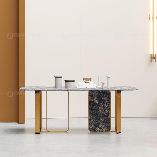 0.75CBM partes inferiores plásticas de mármore luxuosas modernas da mesa de jantar 86inchx40inchx30inch