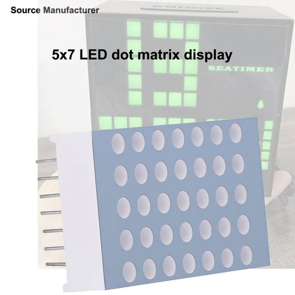 22.8x39.1mm 5x7 Round Type LED Dot Matrix Display 3mm  (Ultra Bright Red/Green/Blue/RGB, Common Anode/Cathode)